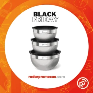 Radar Promoção - Conjunto de Bowls Tigelas de Inox com Tampa Plástica Electrolux